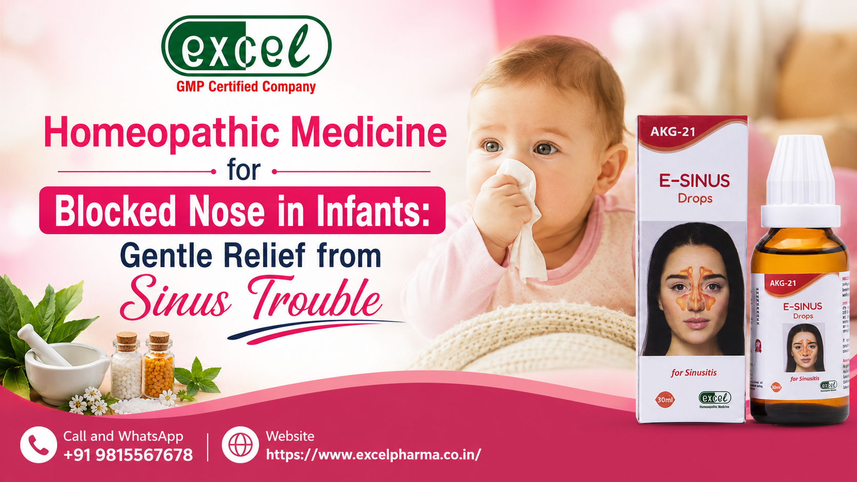 Homeopathic Medicine for Blocked Nose in Infants: Gentle Relief from Sinus Trouble – Excel Pharma